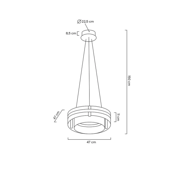 MOOSEE lampa wisząca SATURNUS 47 DUO złota - LED, kryształ, stal szczotkowana